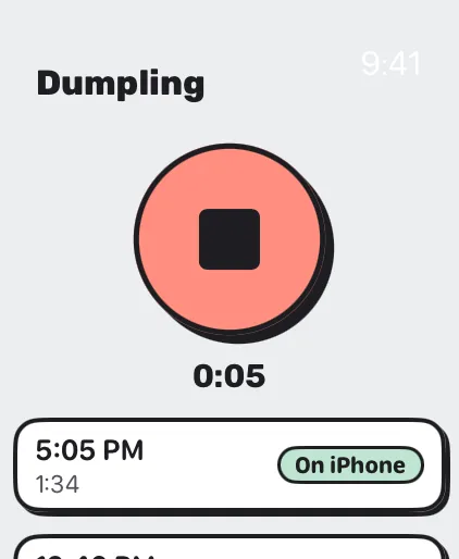 Dumpling recording on Apple Watch